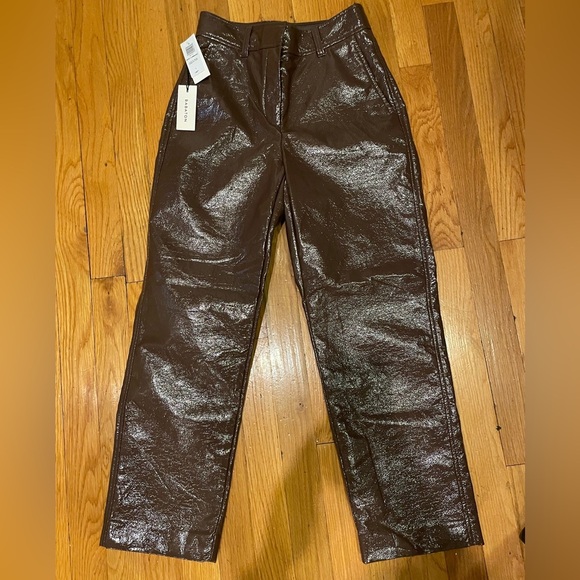 Aritzia Pants - Aritzia Babaton Shiny Brown Leather Pants